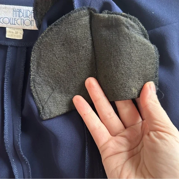 Vintage Navy Long Coat Topcoat Blazer Dress Minimalist Coat Tailored Size EU 38 - Picture 10 of 10